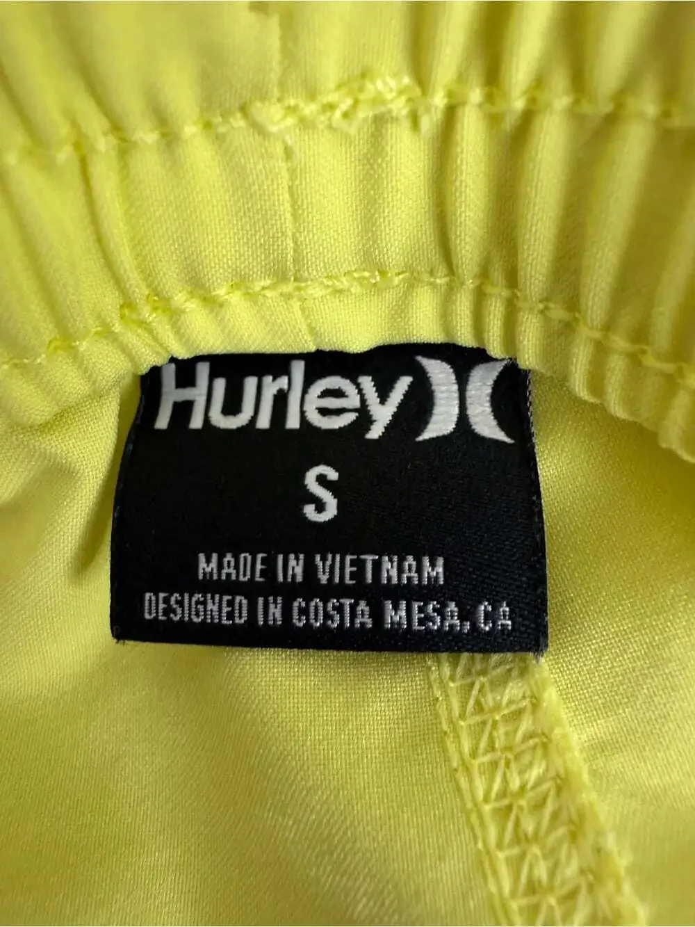 Hurley board shorts Yellow Men's Swim Board Shorts with Black Drawcords
